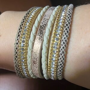 Elegant Gold and Silver Multi-Layer Bracelet